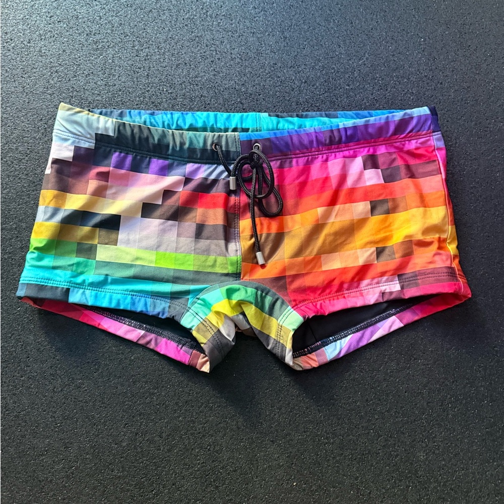 Mr Turk Colorful Pixelated Swim Trunks